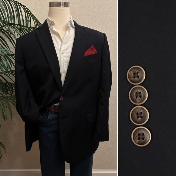 JOSEPH FEISS MENS BLAZER SIZE 46L LONG NAVY SPORT COAT EXECUTIVE FIT SUIT JACKET